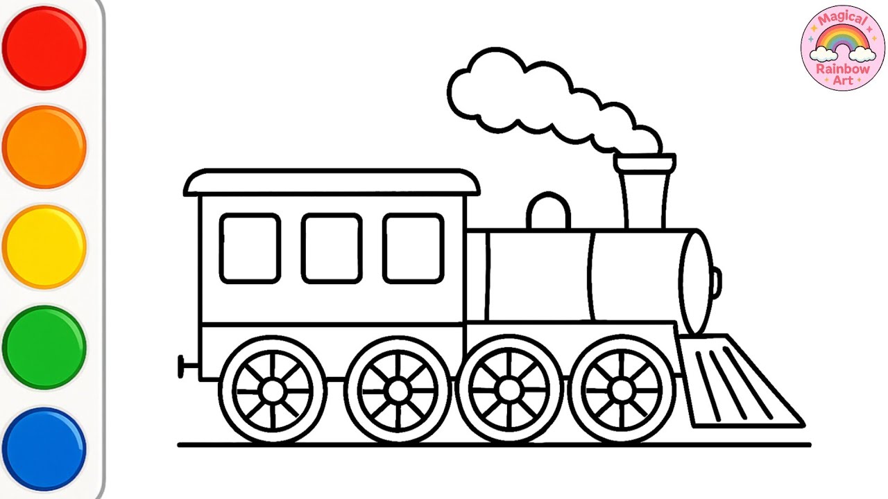 How to draw Train for Kids | Easy Step by Step Train Drawing | How to ...