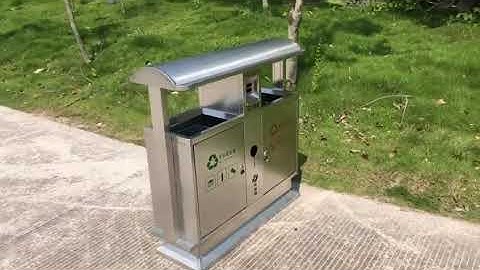 Thùng rác inox 2 ngăn có mái che Vietbin