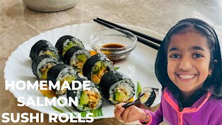 Homemade Salmon Sushi Rolls( with Fried Fish)