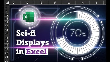 Illuminated sci-fi-style displays and infographics in Excel