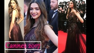 Cannes 2017 Red Carpet: Deepika Padukone Looks Sexy in Maroon Sheer Gown