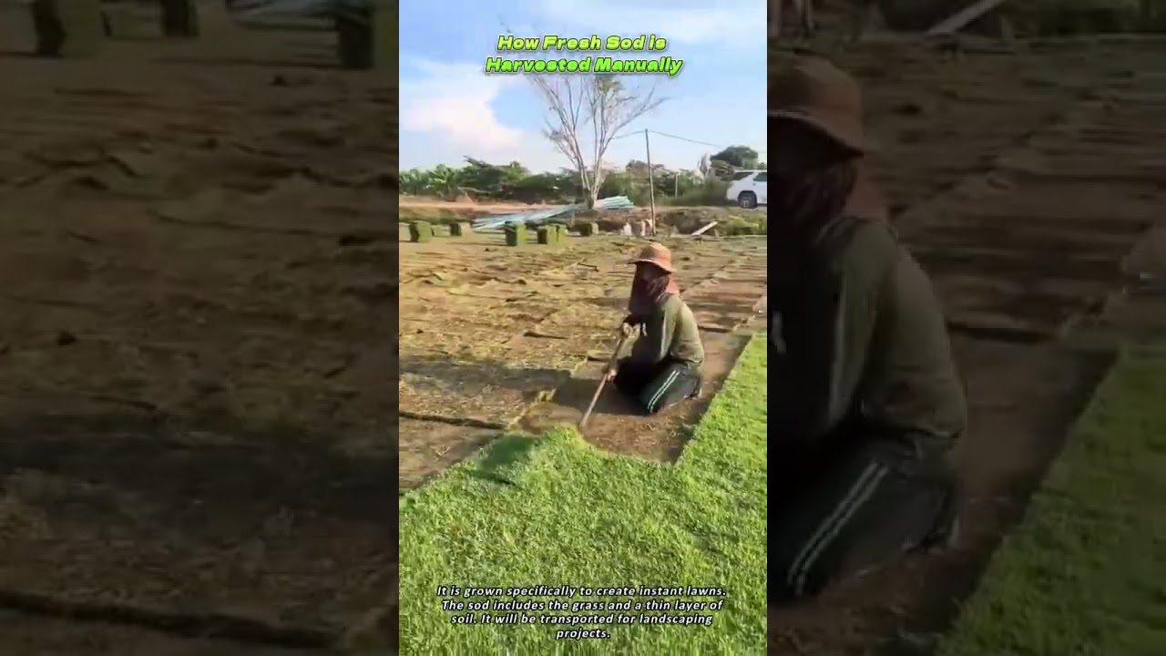 How Fresh Sod is Harvested Manually