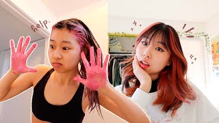 bleaching and dyeing the under-layers and front pieces of my hair pink