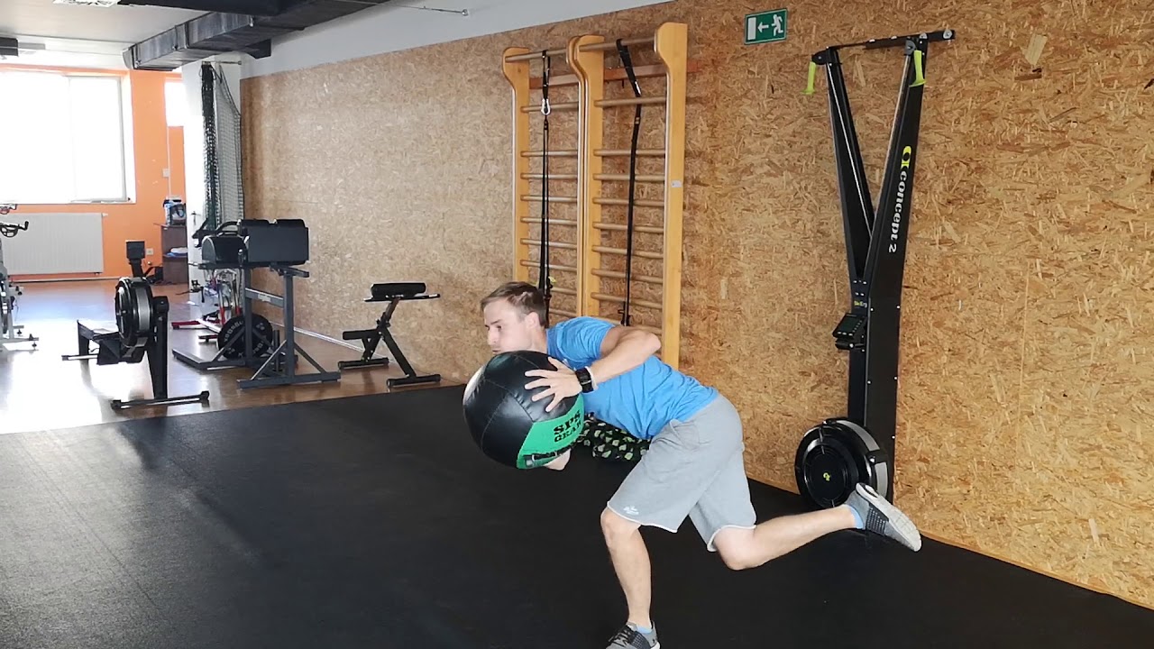 Medicine ball single leg lateral jump and stick Wagnerfit YouTube