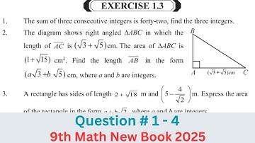 Class 9th Math New Book Exercise 1.3 Question 1,2,3-E.X 1.3 Q (1-4) -9 class Maths New Book Part 1