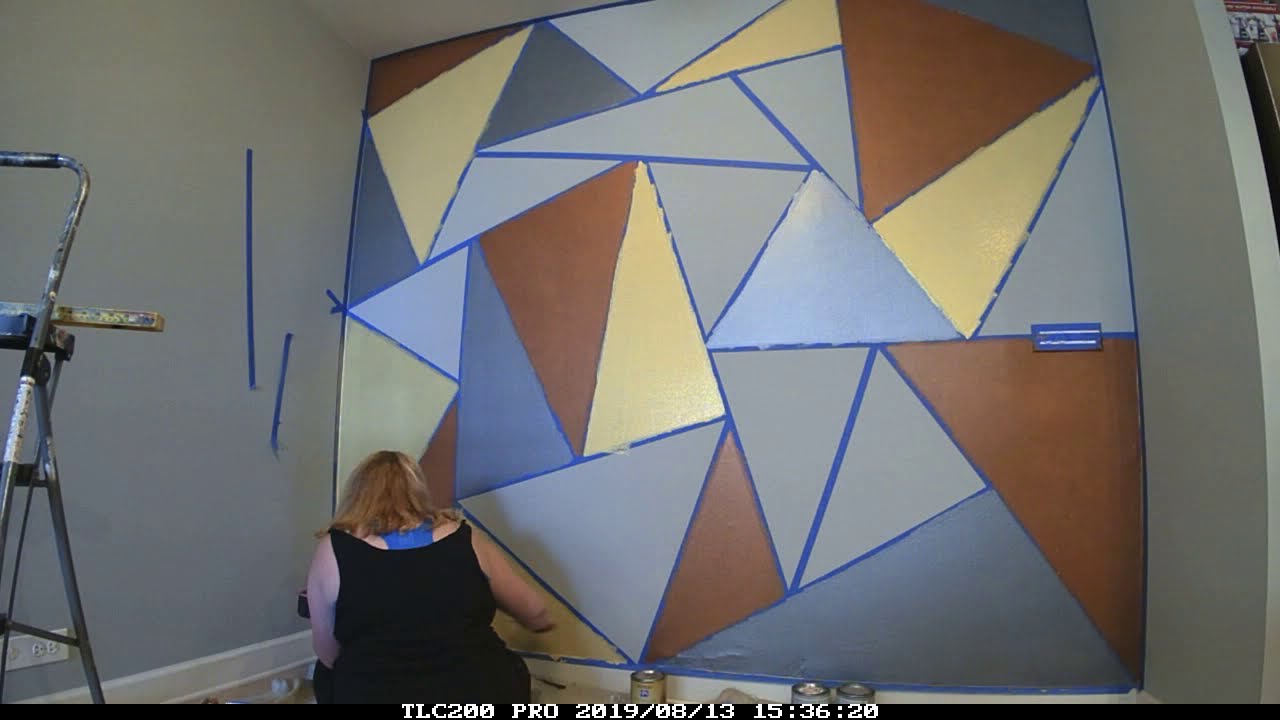 Metallic Paint - Triangle Pattern - Easy Feature Wall - YouTube