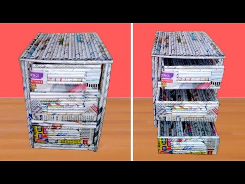 How To Make Newspaper Drawer, Mini Drawer, miniature furniture, Out Of  Waste