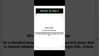 Day 1 – What is SQL#SQL #LearnSQL #YouTubeShorts #DataAnalytics #interview #sqlinterview #education