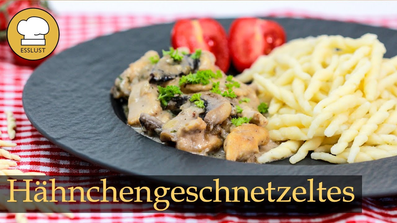 HÄHNCHENGESCHNETZELTES mit Champignons in Käsesahnesauce - YouTube