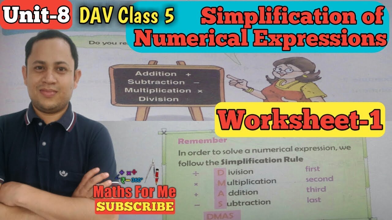 dav class 5 maths ws 3 unit 8 simplification of numerical expressions maths for me youtube
