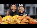 LOBSTER SHRIMP AND SNOW CRAB SEAFOOD BOIL MUKBANG | NO NAPKIN CHALLENGE 2020