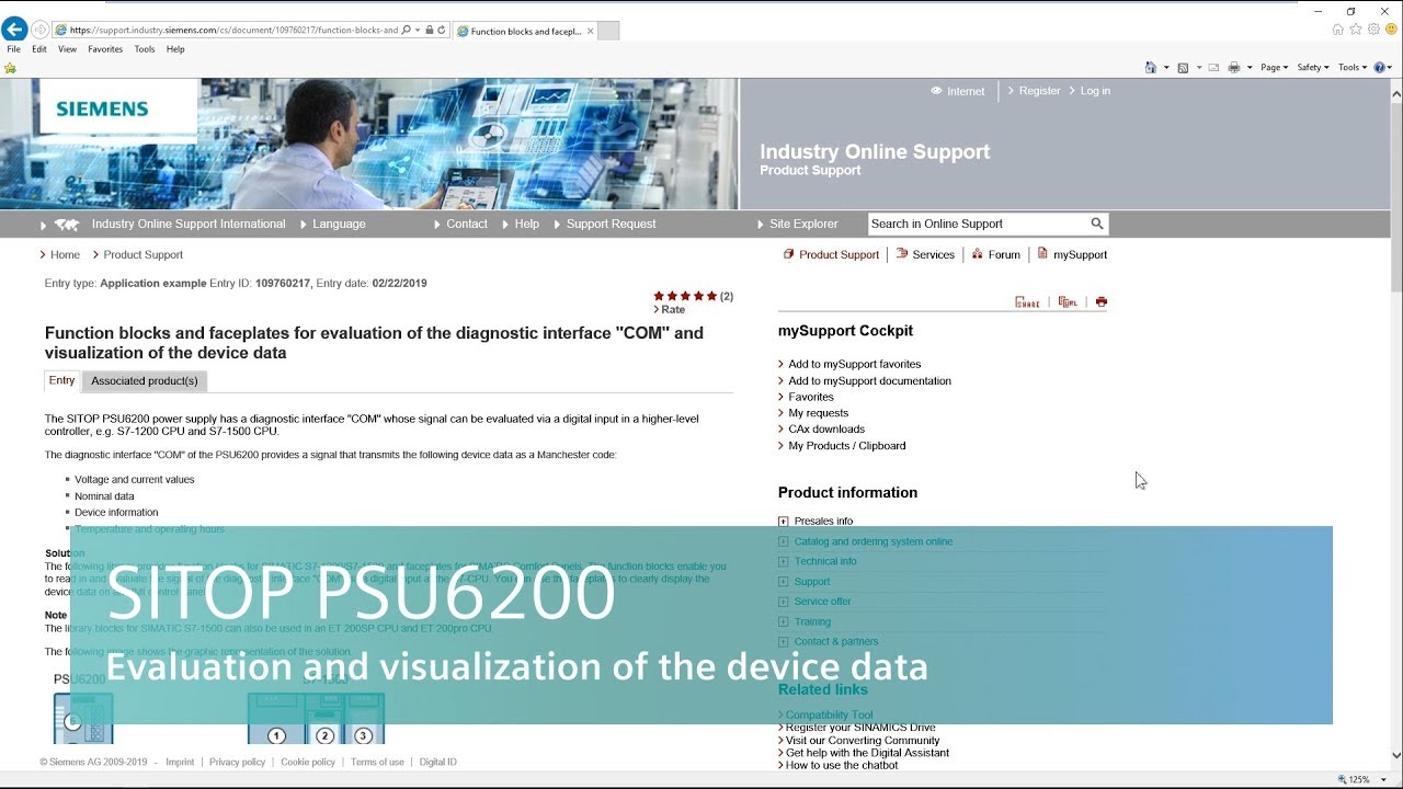 power supply 700w SITOP PSU6200 - Evaluation and visualization of the device data