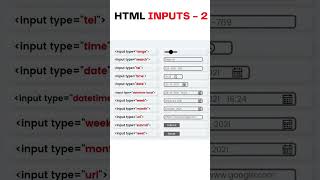 HTML Input Types | #shorts #ytshorts