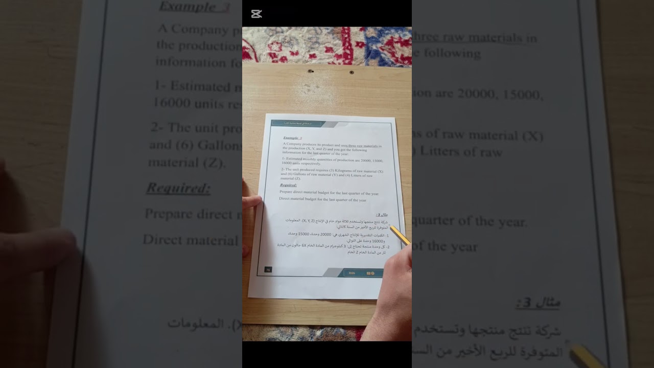 ج٢/ الموضوع ( ٣) موازنة المواد المباشرة المستخدمة/+ ج١/ الموضوع (٤) موازنة المواد المباشرة المشتراة 