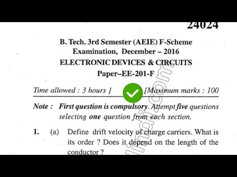 2016 Mdu BTech AEIE 3rd Sem Electronic Devices & Circuits Question Paper