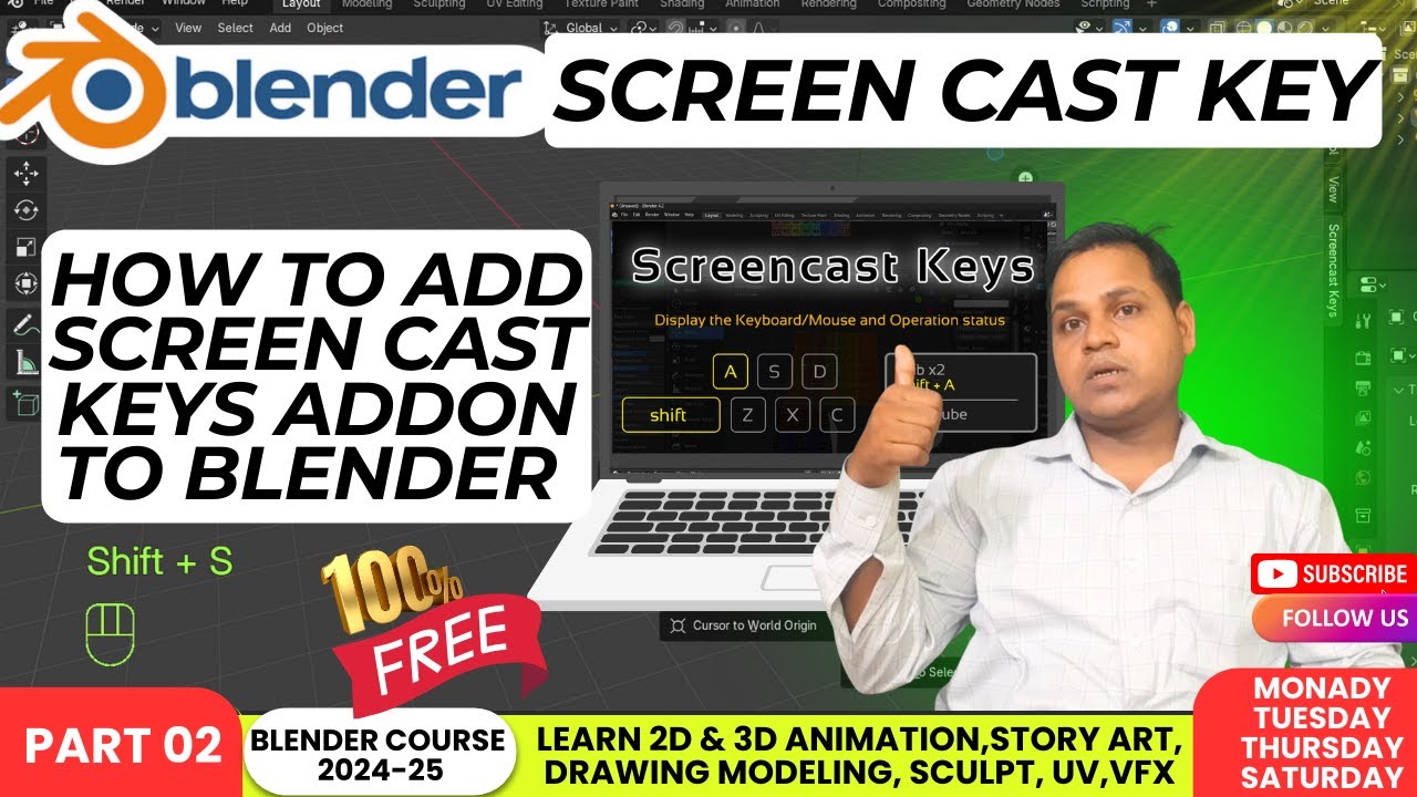 (155) Add Screencast Keys Addon to Blender || How to Activate ...