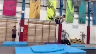 Dude Performing Front Flips On Trampoline