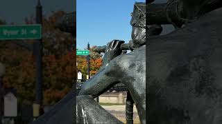 Autumn in Downtown Muncie, Indiana. #fallfoliage #statue