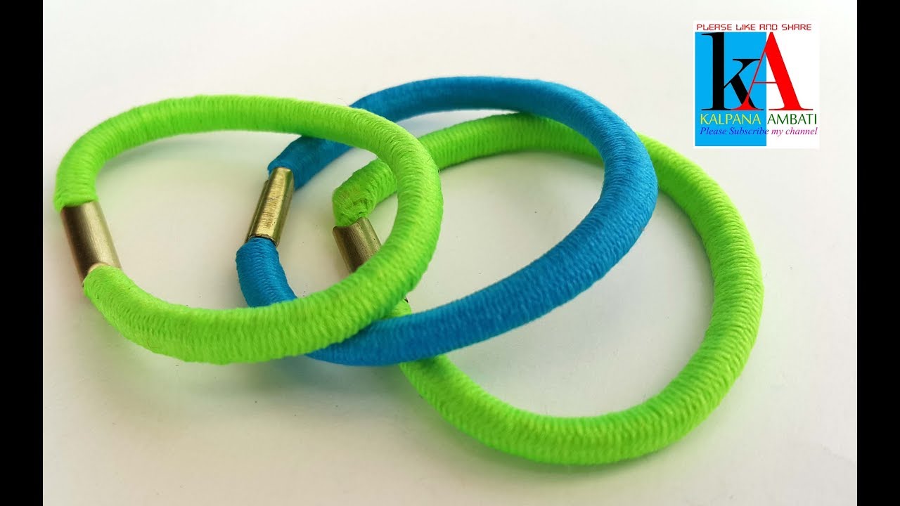 Making of simple crochet Hair rubber band with cotton thread and gold