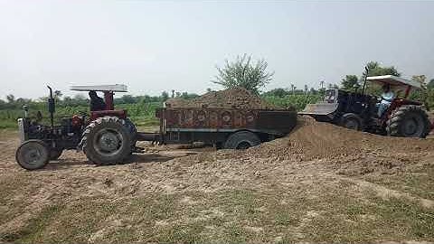 Massey Tractor Performance | Mf 375 Tractor Loading Dry Soil using front Blade | Tractors & Tralli