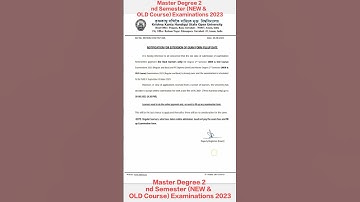 Master Degree 2 nd Semester (NEW &  OLD Course) Examinations 2023. kkhsou. kkhsou education