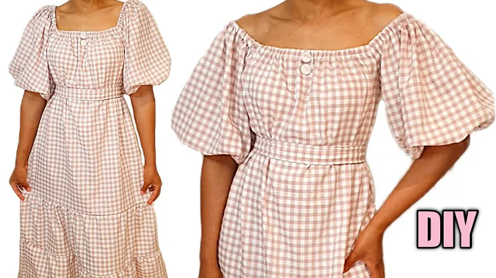 Off Shoulder Tiered Maxi Dress sewing tutorial. DIY summer dress cutting and stitching