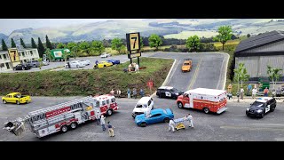 Dramatic 1/64 Scale DioramaCar crash on Main Street