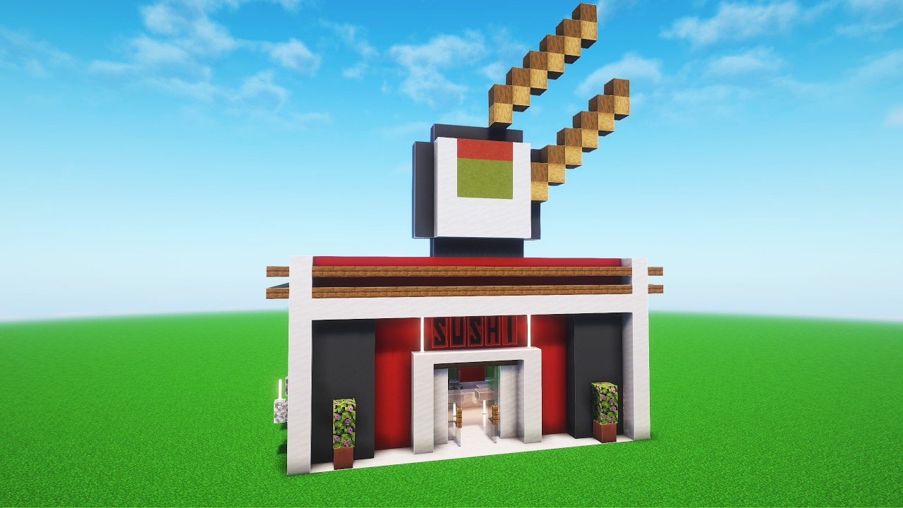 Minecraft Sushi Restaurant Build Tutorial - How to Build a Sushi Bar in ...