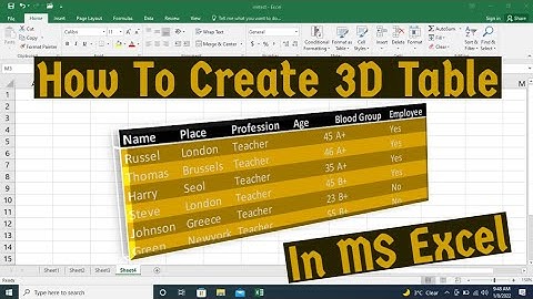 How To Create 3D Table In MS Excel | Make 3D Table In Excel 2016, 2013, 2010, 2019, 365