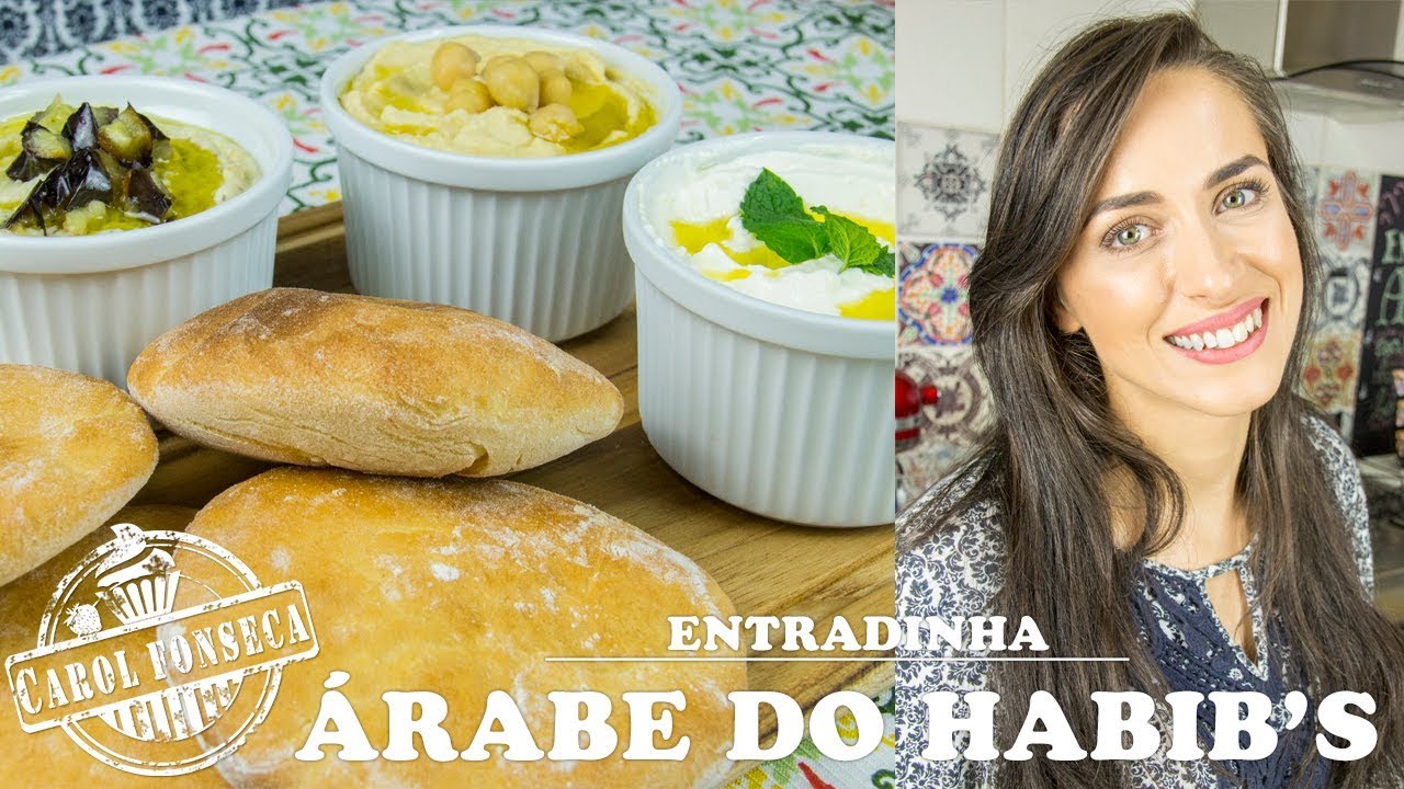 BABAGANOUSH, HOMUS, COALHADA SECA E PÃO SÍRIO - ENTRADINHA ÁRABE DO HABIB'S