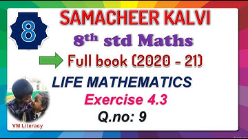 8th std maths full book chapter 4 Life mathematics / Exercise 4.3 Q.no:9 / samacheer kalvi 2020-21