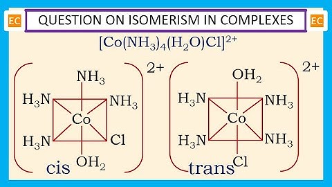 OQV NO – 382 The number of geometrical isomers is possible for the complex ion [Co(NH3)4(H2O)Cl]2+.