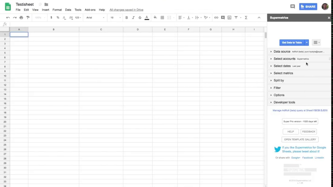 AdRoll Connector Tutorial With Supermetrics For Google Sheets Date AdRoll Connector Tutorial With Supermetrics For Google Sheets Date