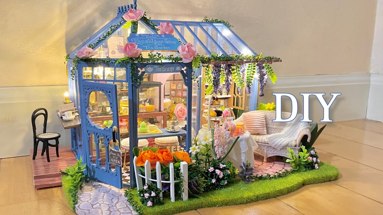 DIY Miniature Dollhouse Kit TEA HOUSE/ミニチュアドールハウスキット ティーハウス作り/ASMR