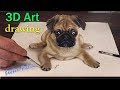 3D Drawing of sweet Pug Dog│Trick ART speed painting