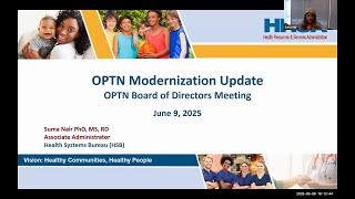 Update from HRSA at the OPTN Board of Directors Meeting - June 9, 2025