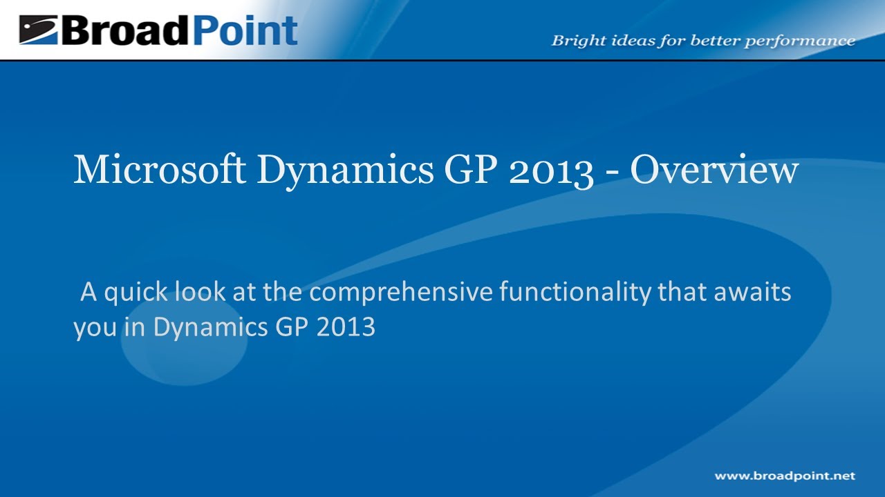 Microsoft Dynamics GP 2013 - YouTube