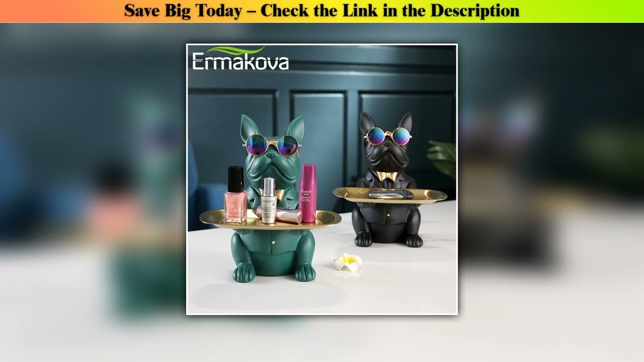 Top ERMAKOVA Nordic French Bulldog Sculpture Dog Figurine Statue Key Jewelry Storage Table Decorati
