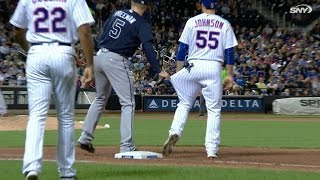 ATL@NYM: Johnson and Freeman joke around at first