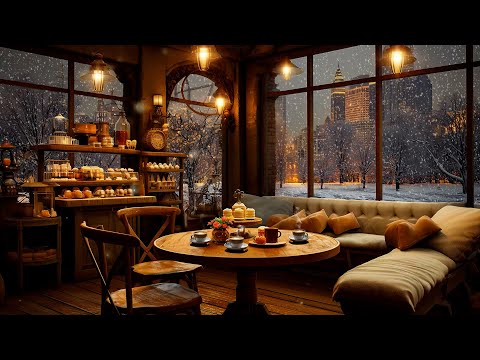 Cozy Jazz Music & Winter Coffee Shop Ambience with Relaxing Smooth Piano Jazz for Work, Study, Sleep