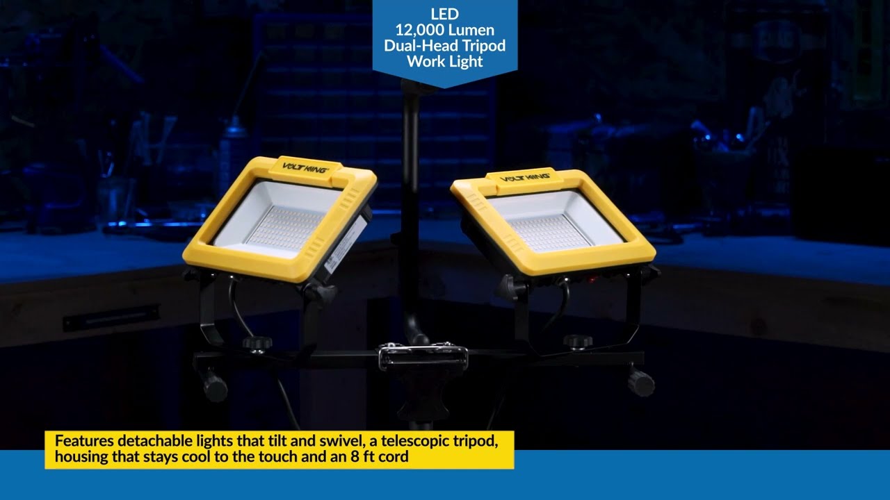 9014796 Volt King LED 12,000 Lumen Dual Head Tripod Work Light 2022