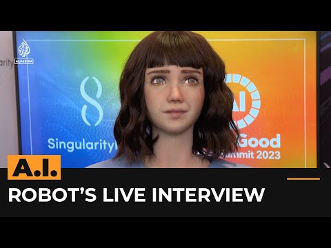 A.I. robot speaks to Al Jazeera reporter live on air | Al Jazeera Newsfeed