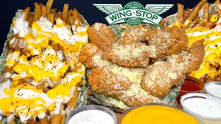 ASMR MUKBANG EXTRA RANCH WINGSTOP CHICKEN & CHEESY VOODOO FRIES | WITH CHEESE & RANCH screenshot 4