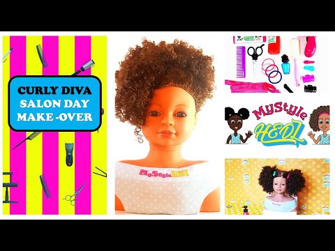 Curly Hair Toy Styling Head Doll Makeover.