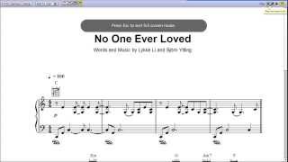 No One Ever Loved by Lykke Li - Piano Sheet Music:Teaser