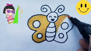 Butterfly drawing easy step by step | Easy drawing for kids | colouring and toddlers | kids drawing