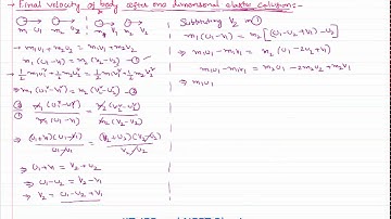 Final Velocity of bodies after one dimensional elastic collision for JEE and NEET Physics