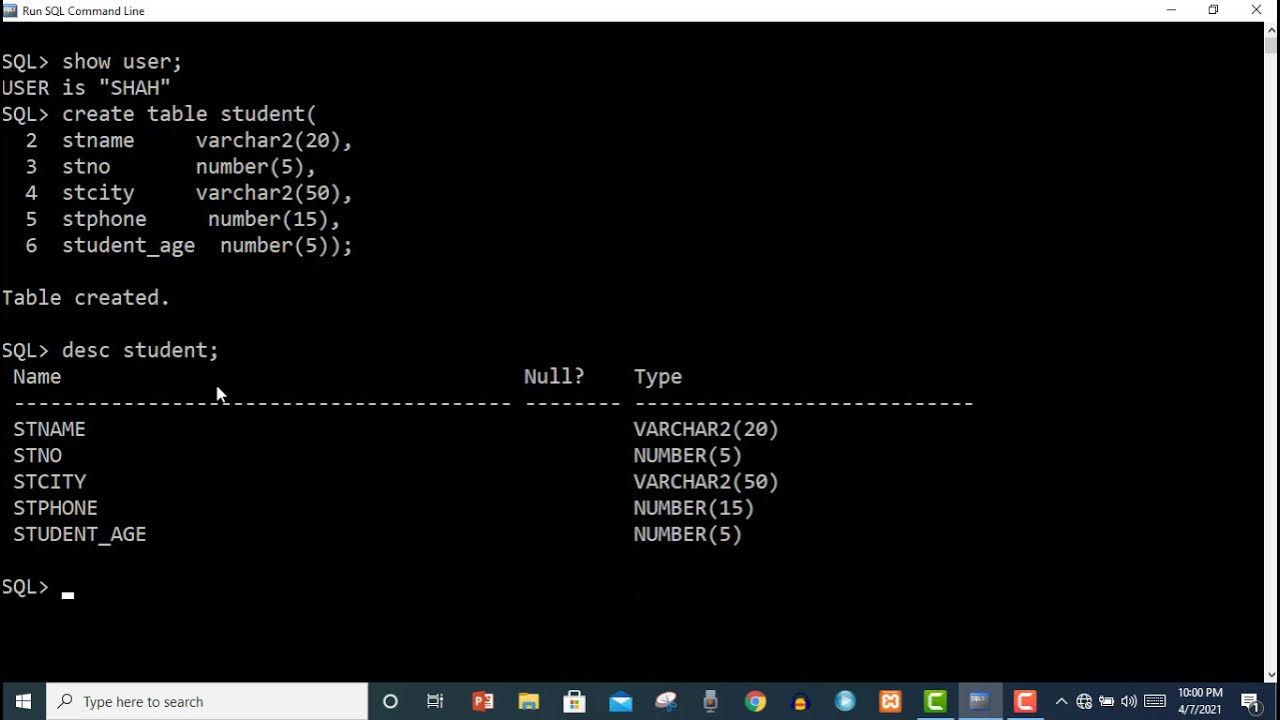 How To Create Table in Database Using SQL Command - YouTube