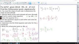 Finding Orthocenter Algebraically