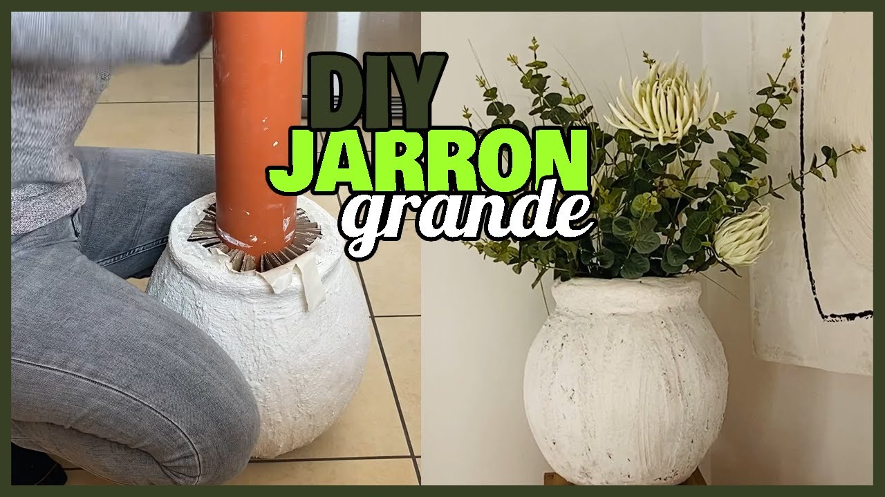 Como hacer un JARRON GRANDE XL para la sala con de cartón y cemento ❤😍 
